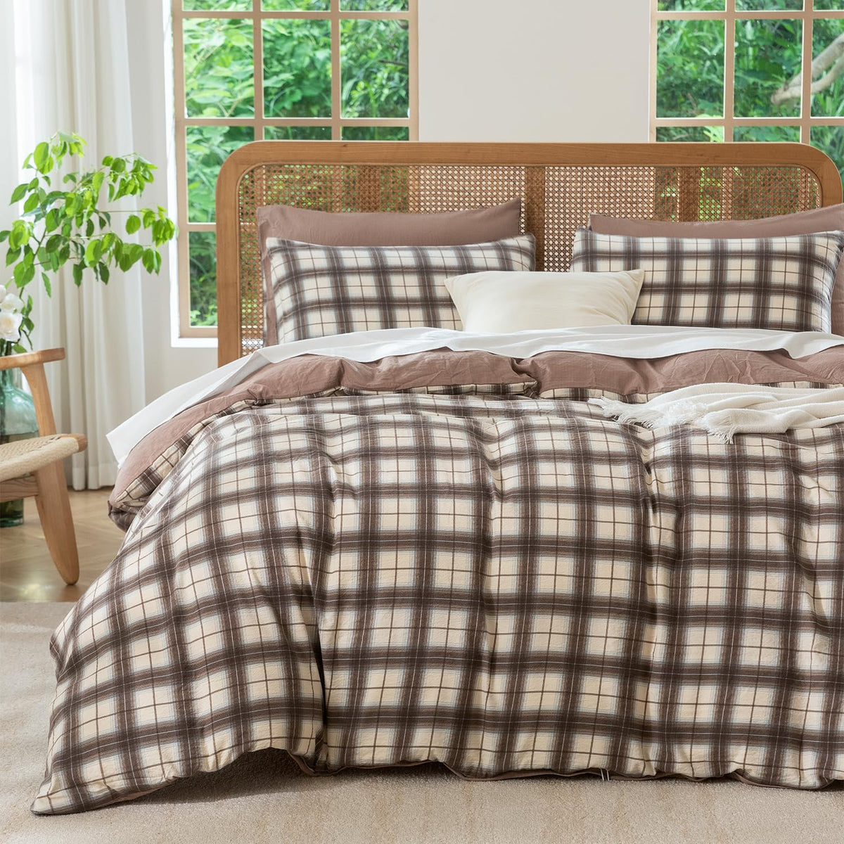 King Size Duvet Cover Set Floral Luxury Soft Brushed Microfiber Crinkle Gauze Fabric 3 Pieces Bedding Set Flower Pattern Duvet Cover King with Zipper Closure Breathable Comfy