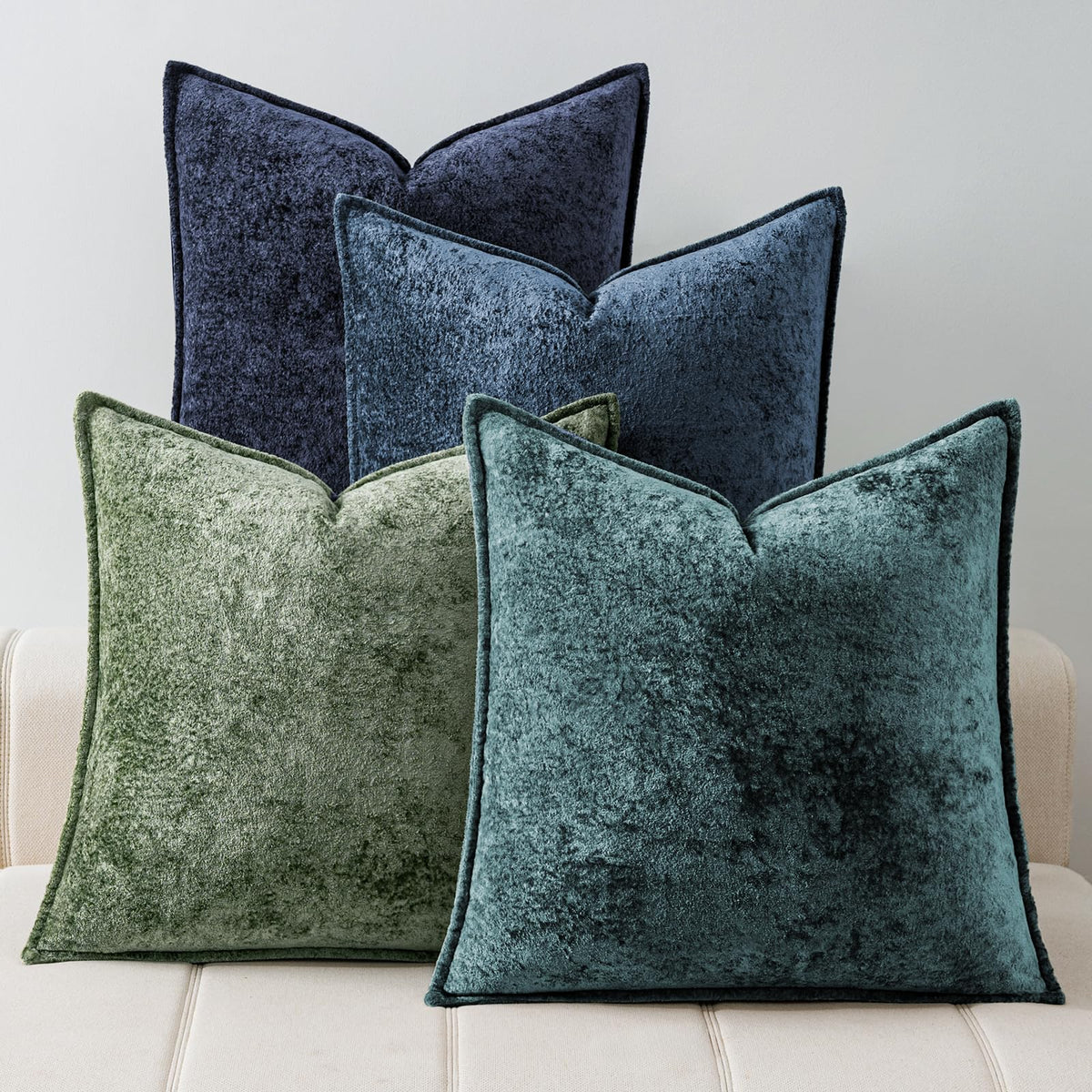 a moment Throw Pillow Covers 18X18 Inch 4 Packs,Soft Velvet Decorative Pillow Cases with 3D Ice Flower,Texture Modern Accent Cushion Covers for Sofa Couch Home Decor Modern Neutral