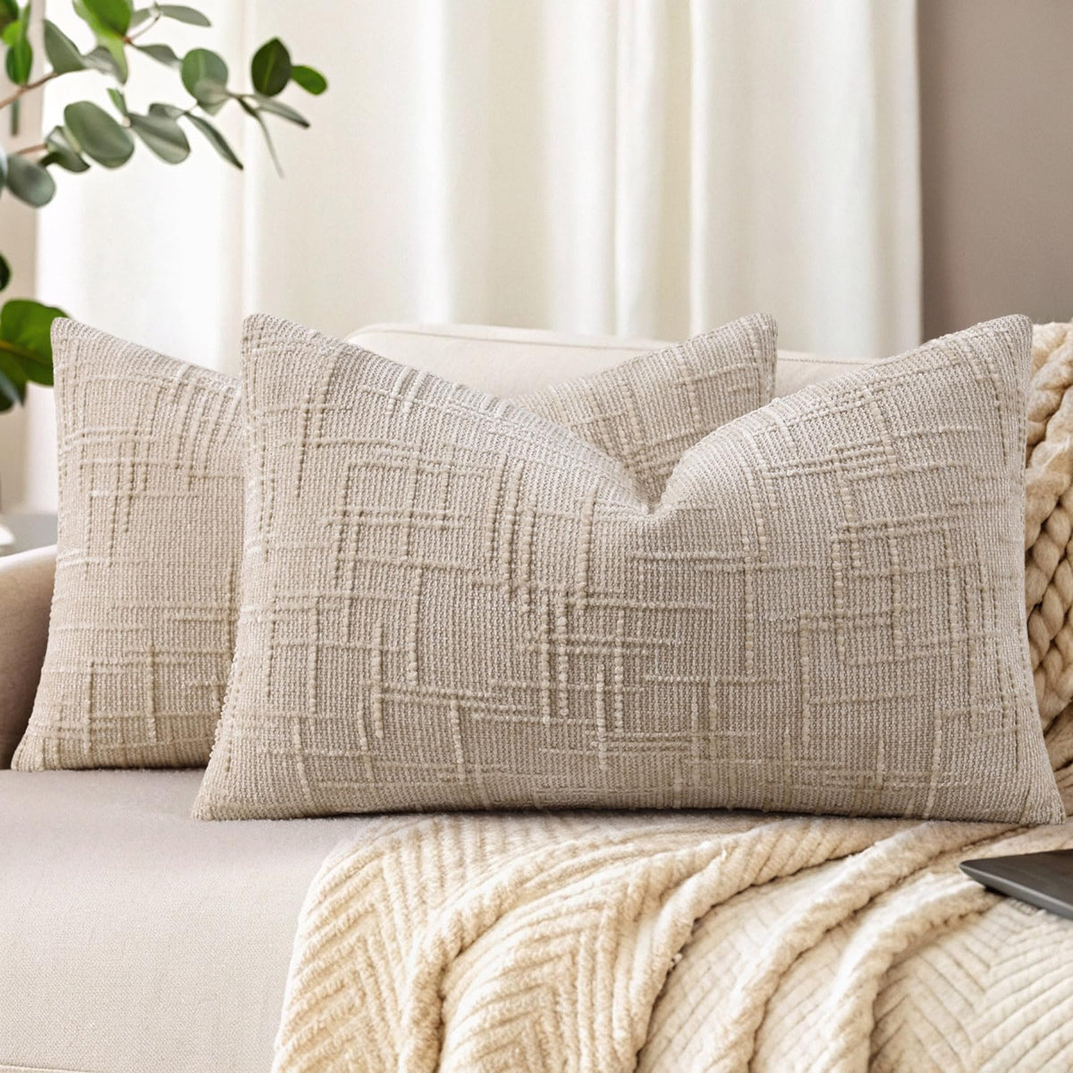 decorUhome Textured Chenille Throw Pillow Covers 18x18 Set of 2 Rust