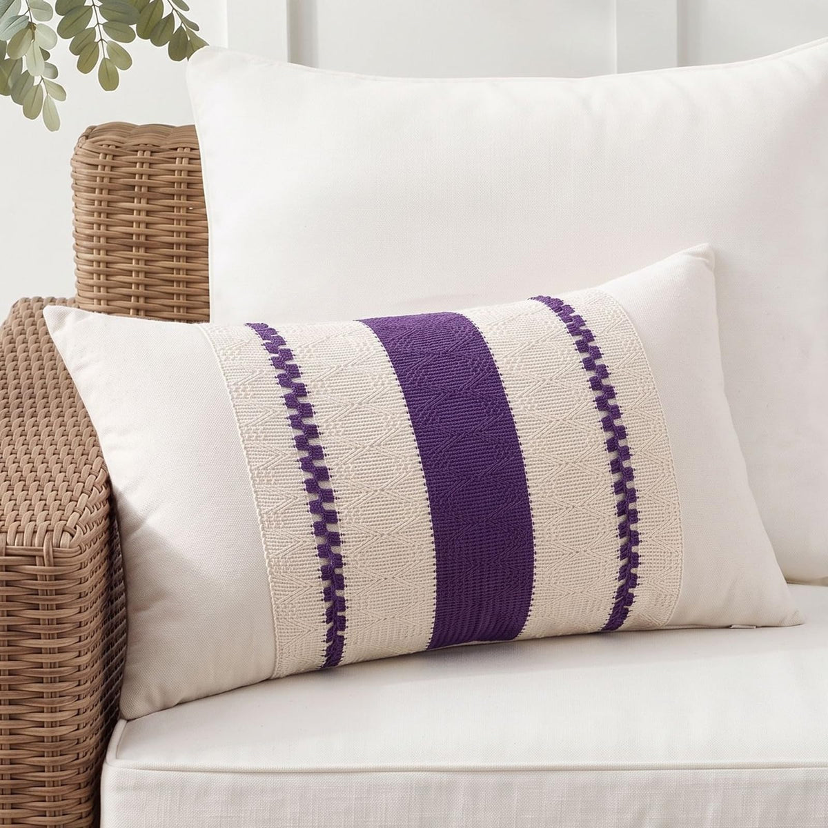 Fancy Homi Set of 1 Navy Blue Lumbar Decorative Throw Pillow Covers 12x20 Inch for Couch Bed Sofa Living Room, Soft Cotton blend Woven Textured Cushion Case