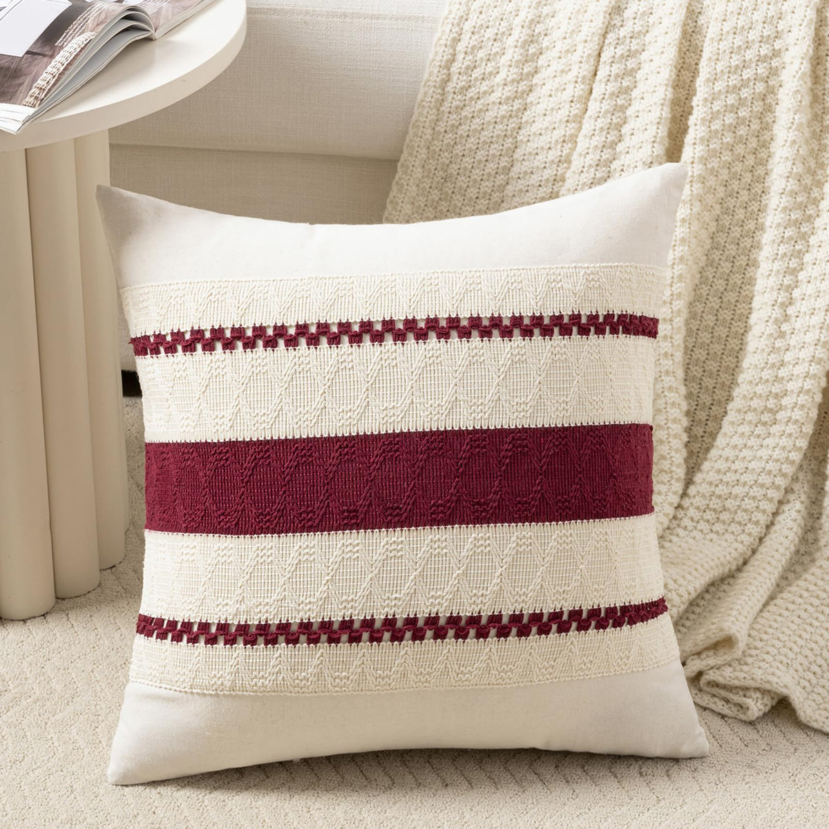 Fancy Homi Set of 1 Navy Blue Lumbar Decorative Throw Pillow Covers 12x20 Inch for Couch Bed Sofa Living Room, Soft Cotton blend Woven Textured Cushion Case