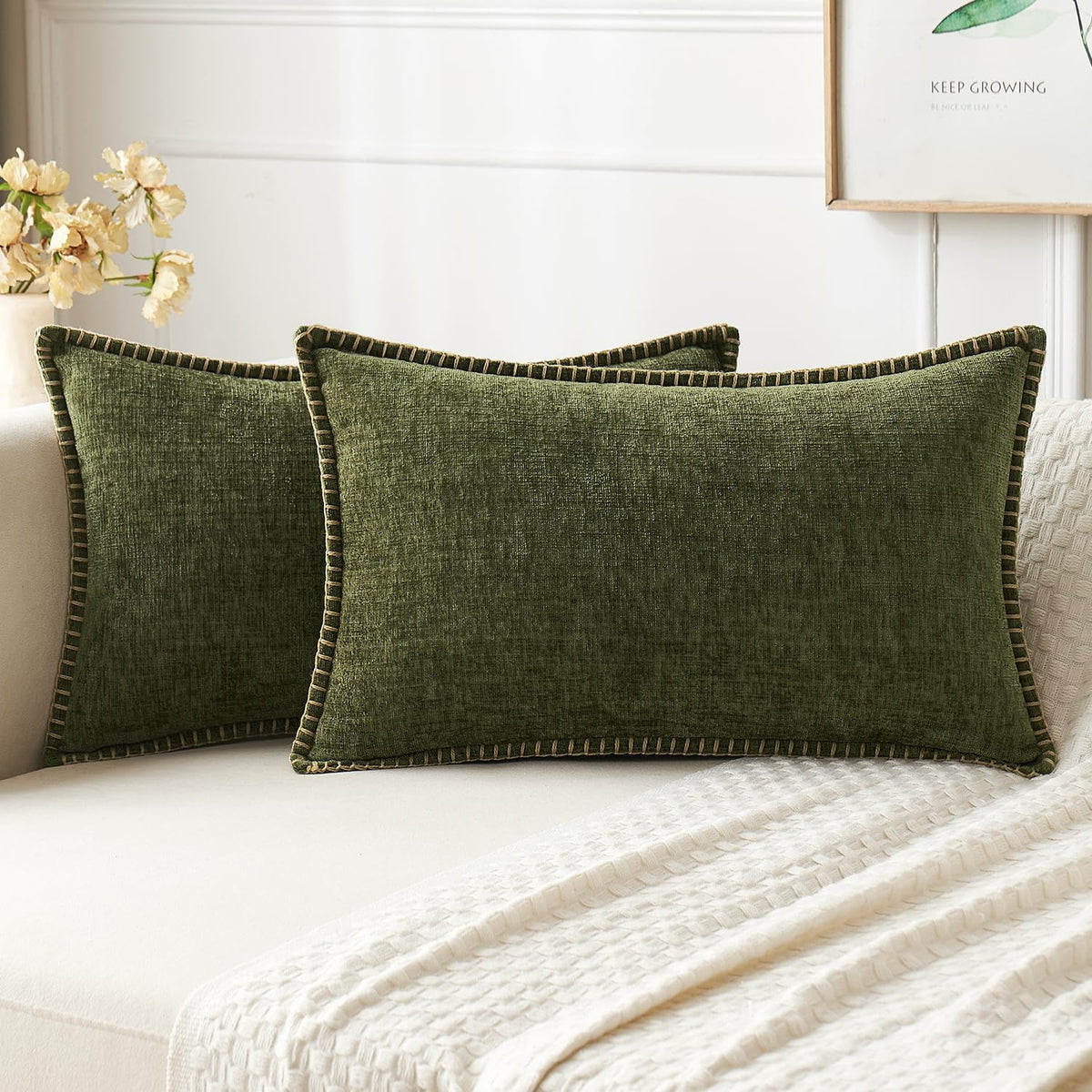MIULEE Decorative Couch Throw Pillow Covers 18x18 Inch Navy 2 Pack