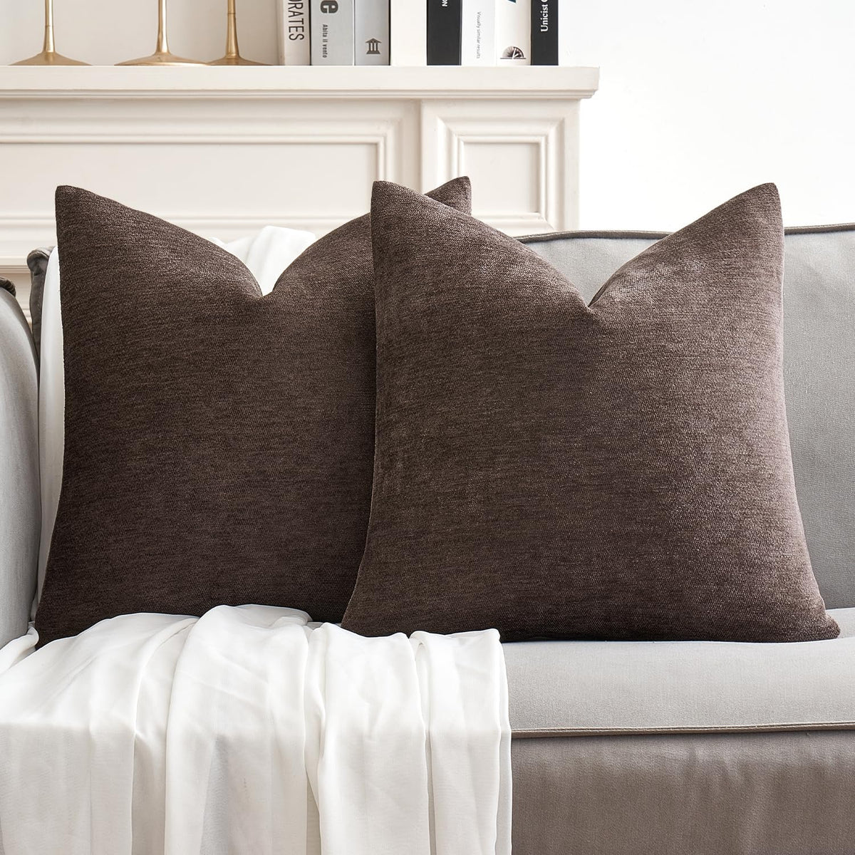 MIULEE Pack of 2 Beige Decorative Pillow Covers 18x18 Inch