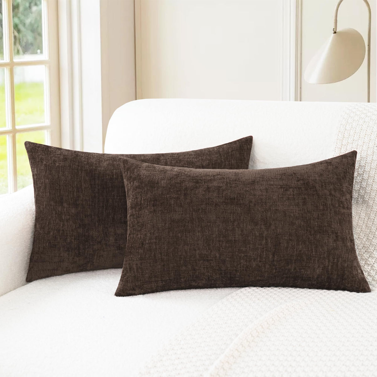 CaliTime Decorative Couch Throw Pillow Covers 18 X 18 Inches Navy Blue