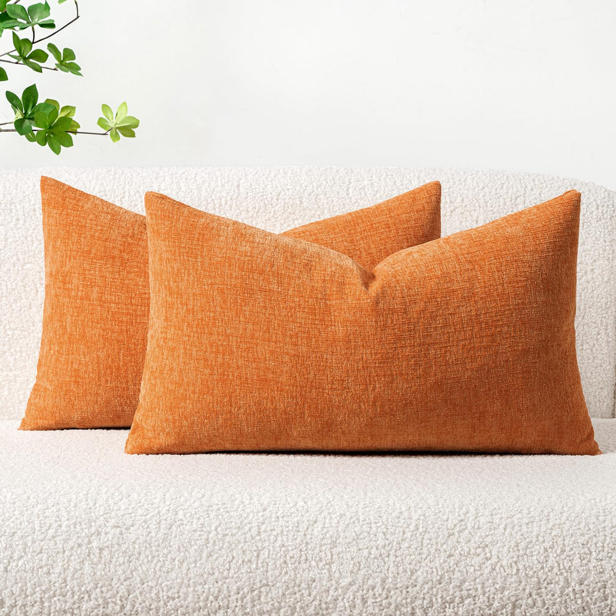 MIULEE Soft Chenille Throw Pillow Covers Sage Green 18x18 Inch Pack of 2