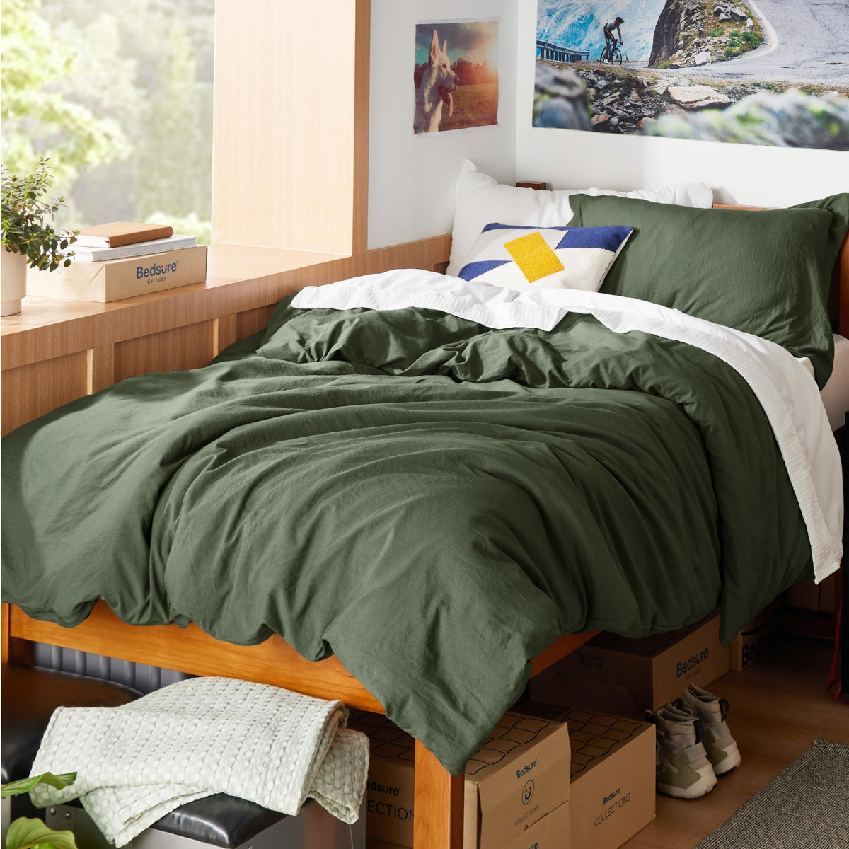 Bedsure Prewashed Duvet Cover Queen, Cotton-Like Soft Bedding Set, Linen
