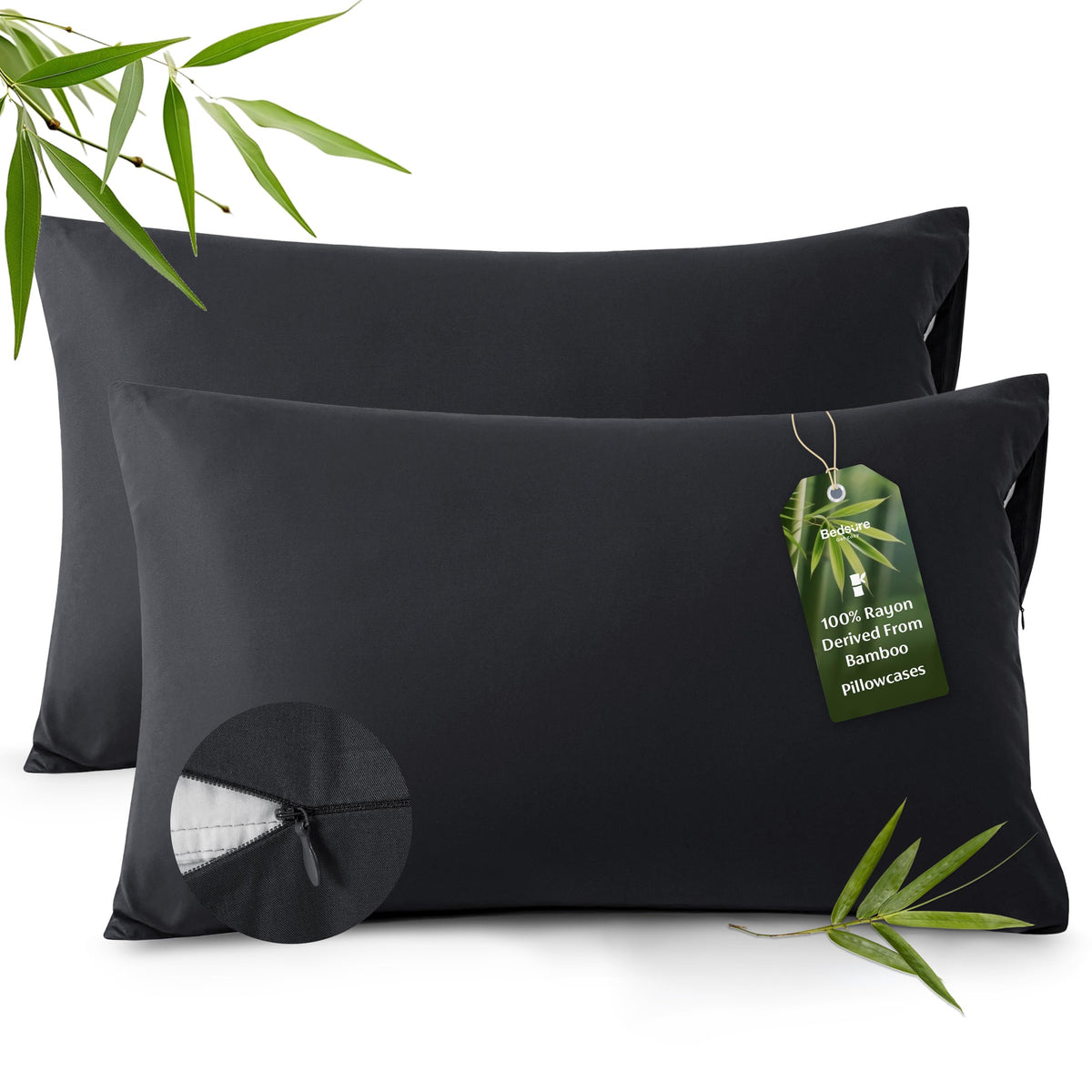 Bedsure Zipper Pillow Cases Standard Size from Rayon Derived from Bamboo
