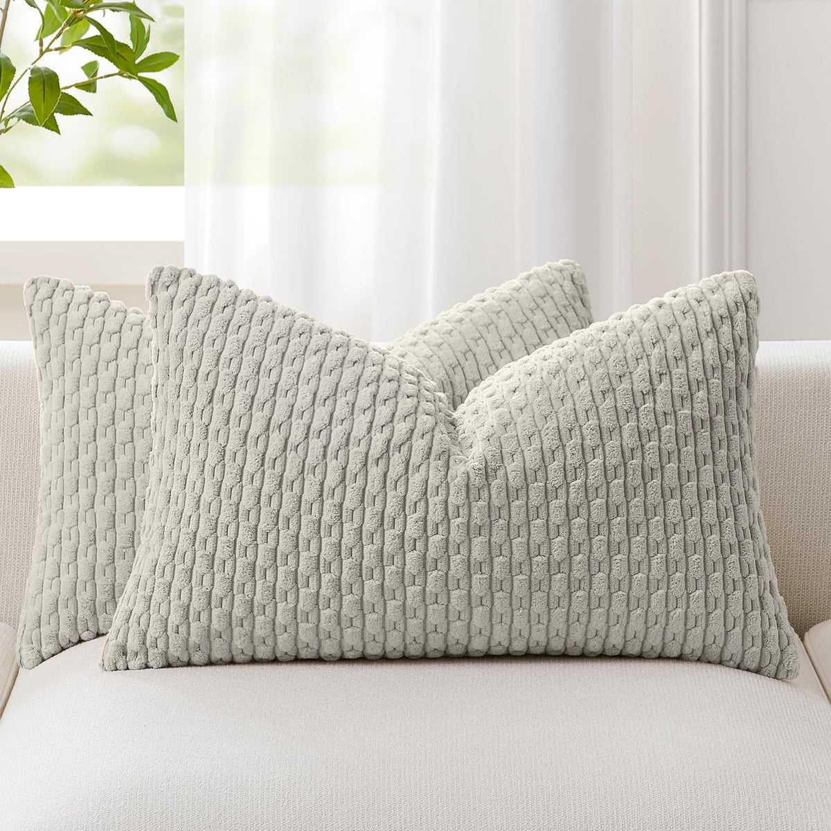 Kevin Textile Soft Corduroy 18x18 Inch Pillow Covers 2 Pack, Burnt Brick