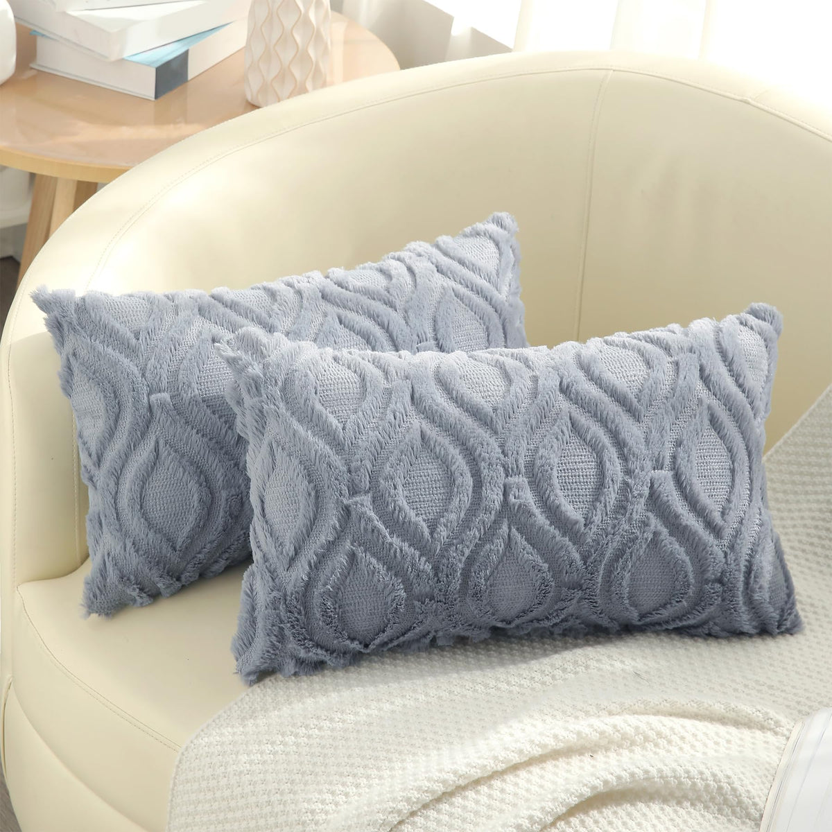 decorUhome Faux Fur Plush Soft Rust Throw Pillow Covers 18x18 Set of 2