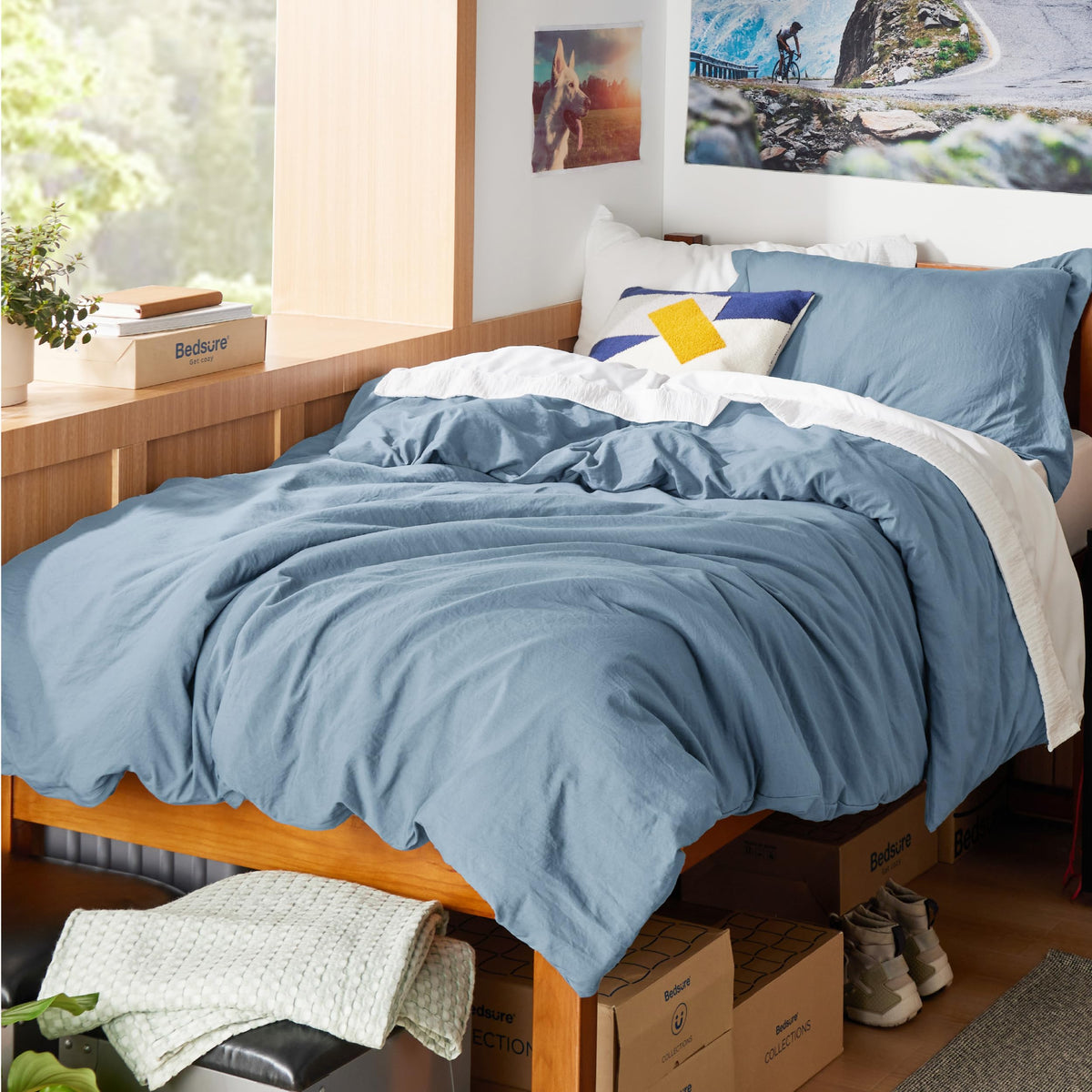 Bedsure Prewashed Duvet Cover Queen, Cotton-Like Soft Bedding Set, Beige