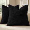 decorUhome Sherpa Throw Pillow Covers 18x18 Set of 2 Neutral Cream