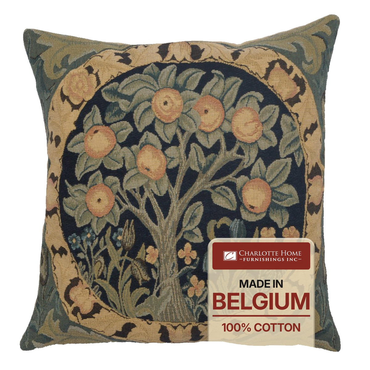 William Morris Tree of Life Light Tapestry Throw Pillow Cover 18 x 18 in