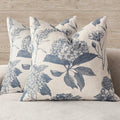 Foindtower Decorative Linen Floral Throw Pillow Covers 18×18 Inch,Blue