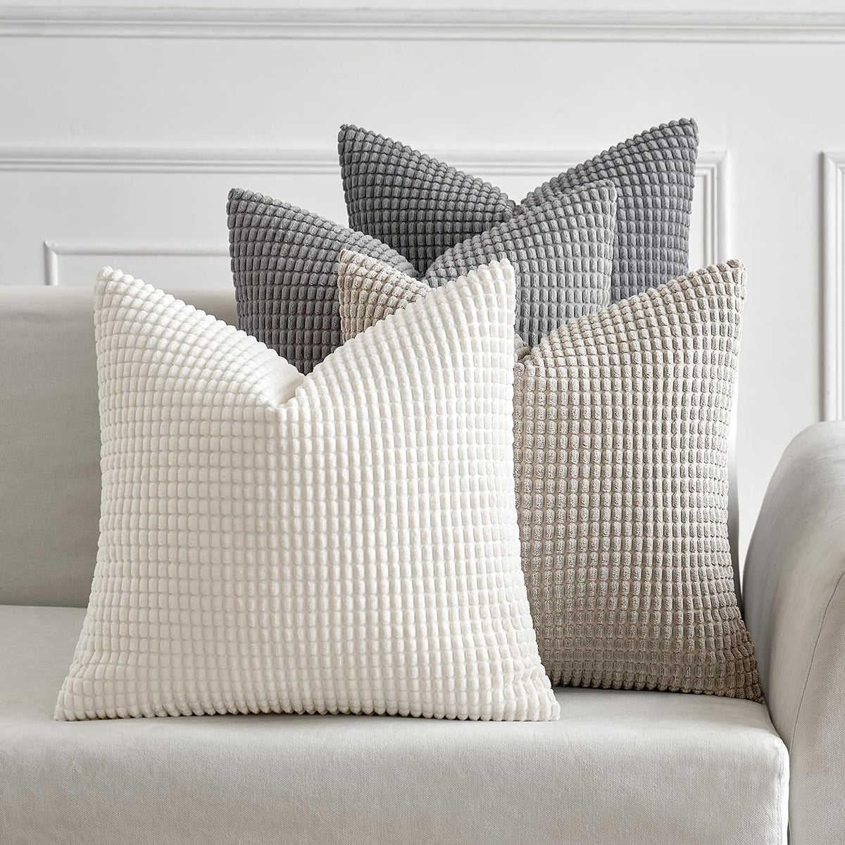 MIULEE Decorative Throw Pillow Covers 18x18 Inch Set of 4 Coastal Blue