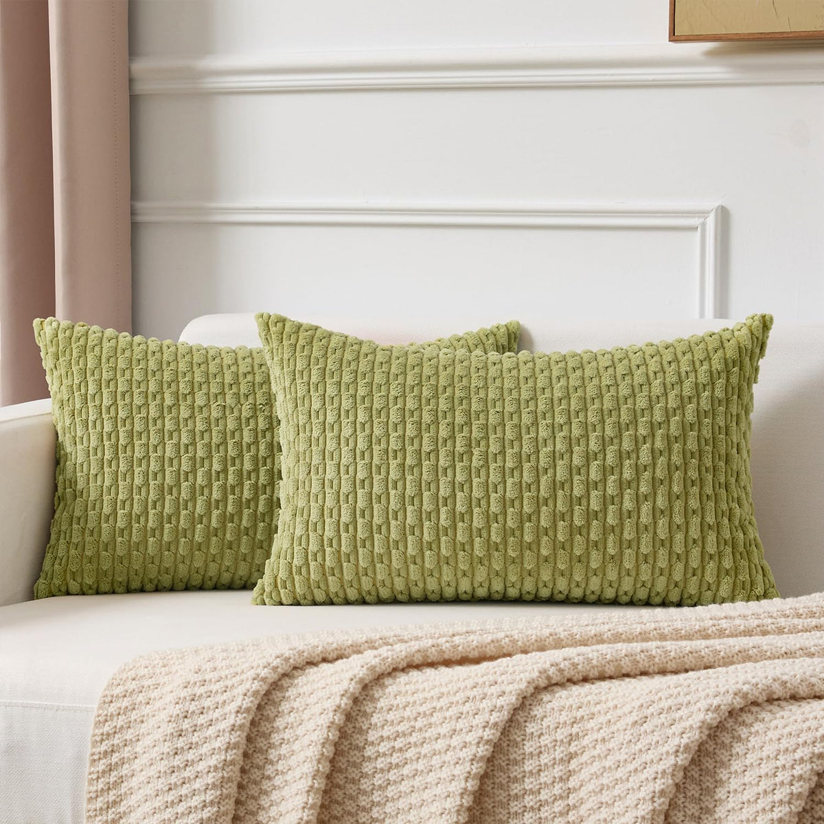Kevin Textile Soft Corduroy 18x18 Inch Pillow Covers 2 Pack, Burnt Brick