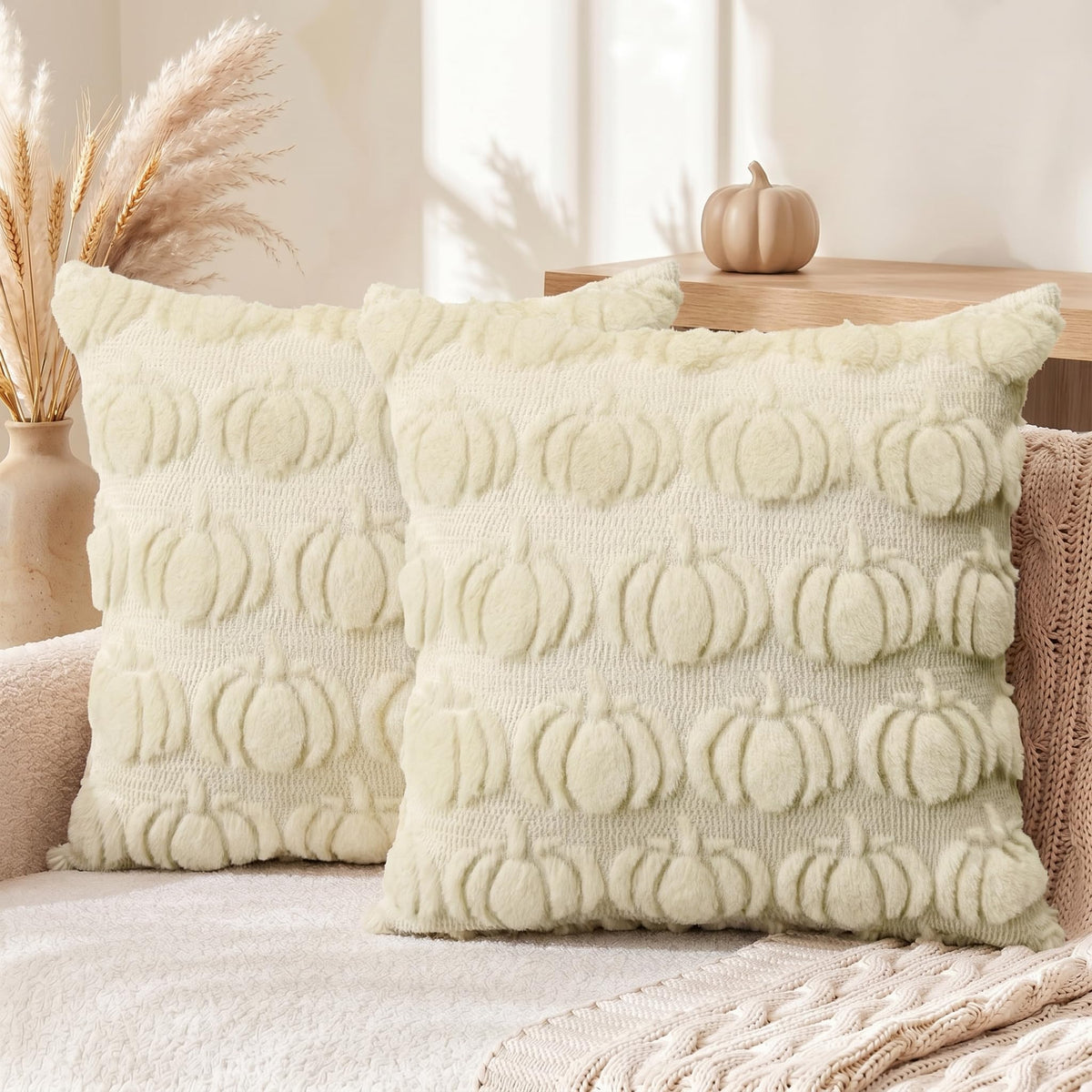 AVOIN colorlife Caramel Fall Pumpkin Throw Pillow Covers 20x20 Inch