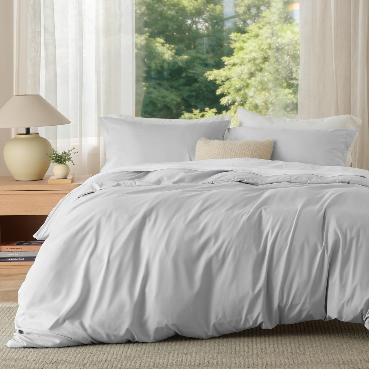 Bedsure Duvet Cover Queen Size, 3Pcs Soft Double Brushed Bedding Set, Linen