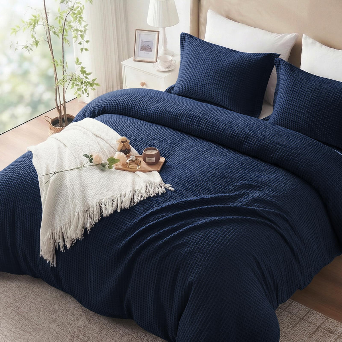100% Cotton King Size Duvet Cover Set with 2 Pillow Shams, Black