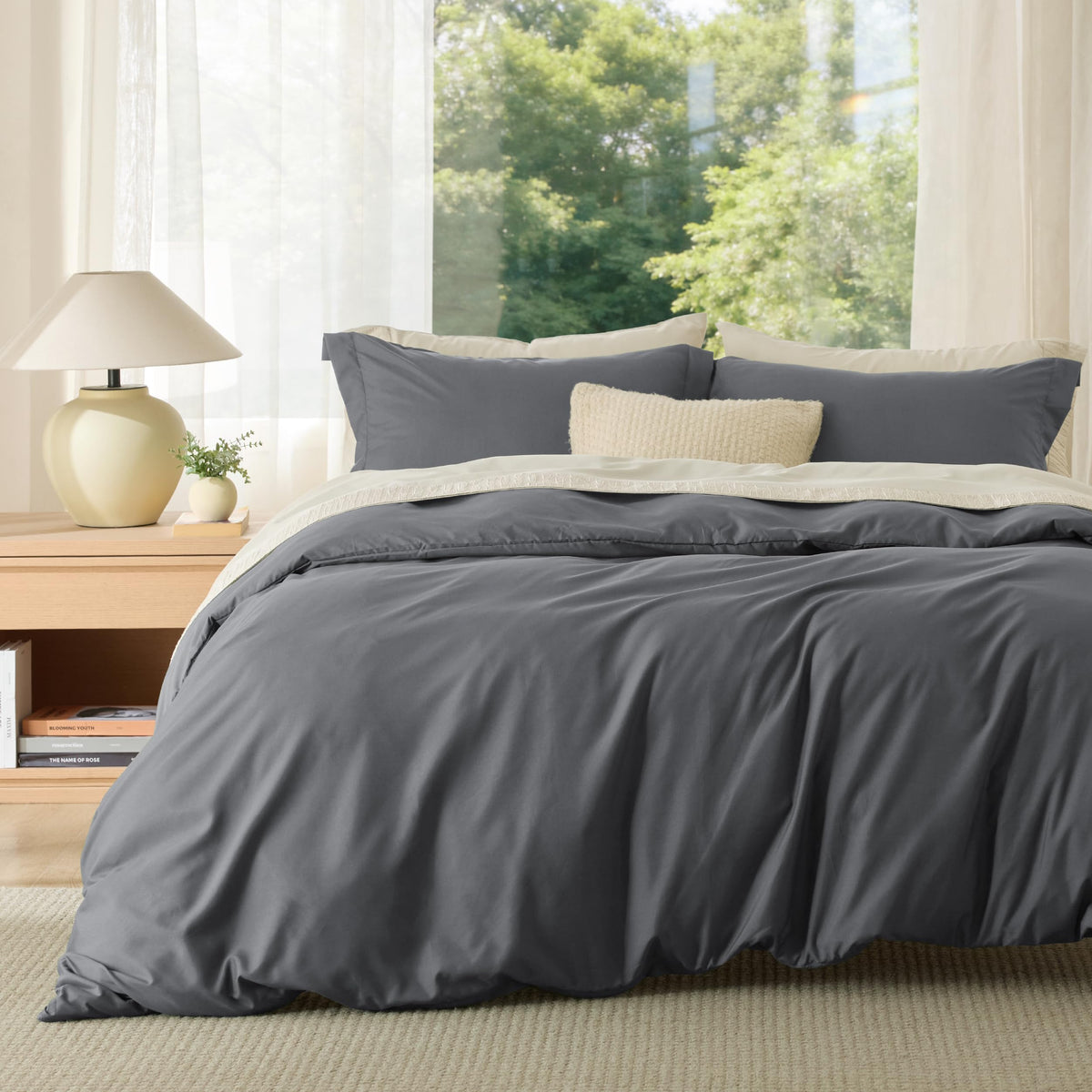 Bedsure Duvet Cover Queen Size, 3Pcs Soft Double Brushed Bedding Set, Linen