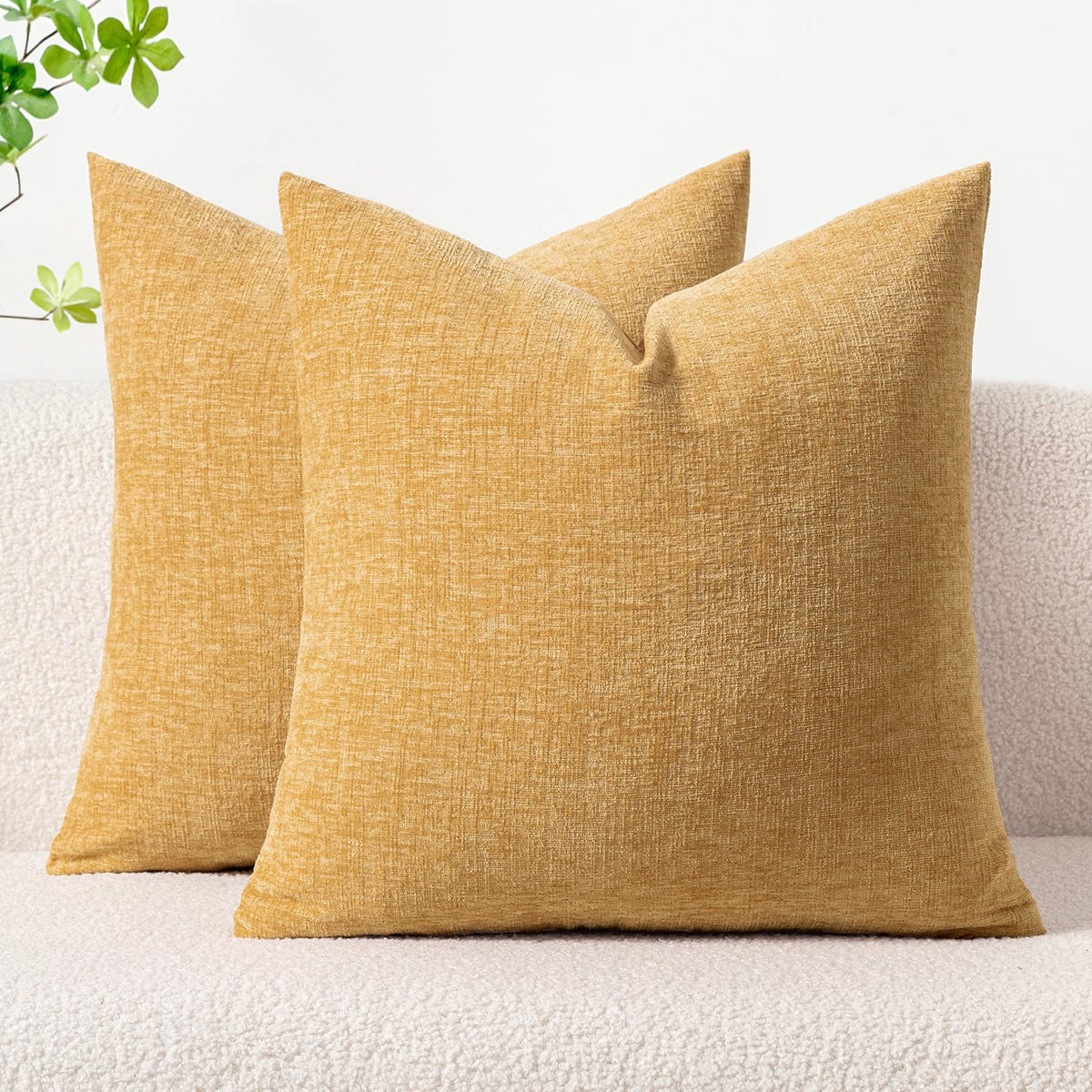 MIULEE Soft Chenille Throw Pillow Covers Sage Green 18x18 Inch Pack of 2