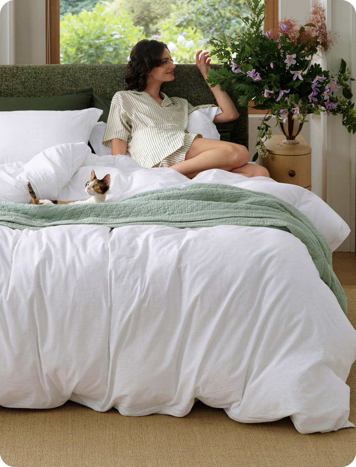 Bedsure PureWoven 100% Washed Cotton Duvet Cover Set, King Size, 3-PC
