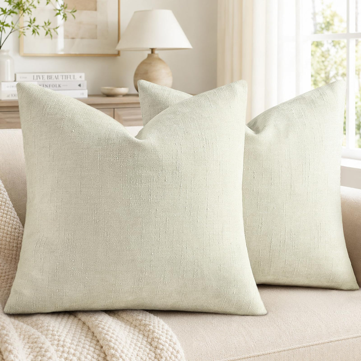 decorUhome Chenille Decorative Throw Pillow Covers 18x18 Set of 2, Brown