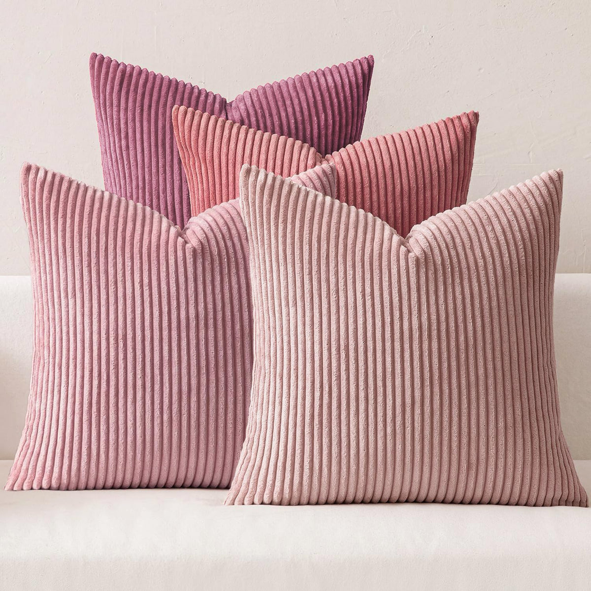 MIULEE Fall Corduroy Decorative Throw Pillow Covers Rust-Olive Green 18x18