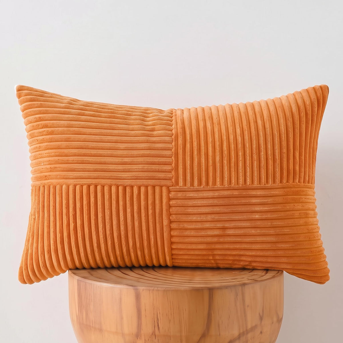Fancy Homi Blush Pink Lumbar Decorative Throw Pillow Covers 12x20 Inch for Living Room Couch Bed, Rustic Farmhouse Boho Home Decor, Soft Striped Corduroy Rectangle Accent Cushion Case 30x50 cm