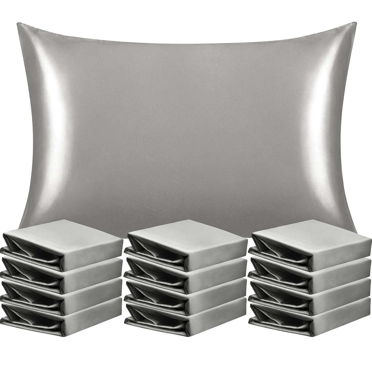 NTBAY Standard Satin Pillowcases, Set of 2, Black