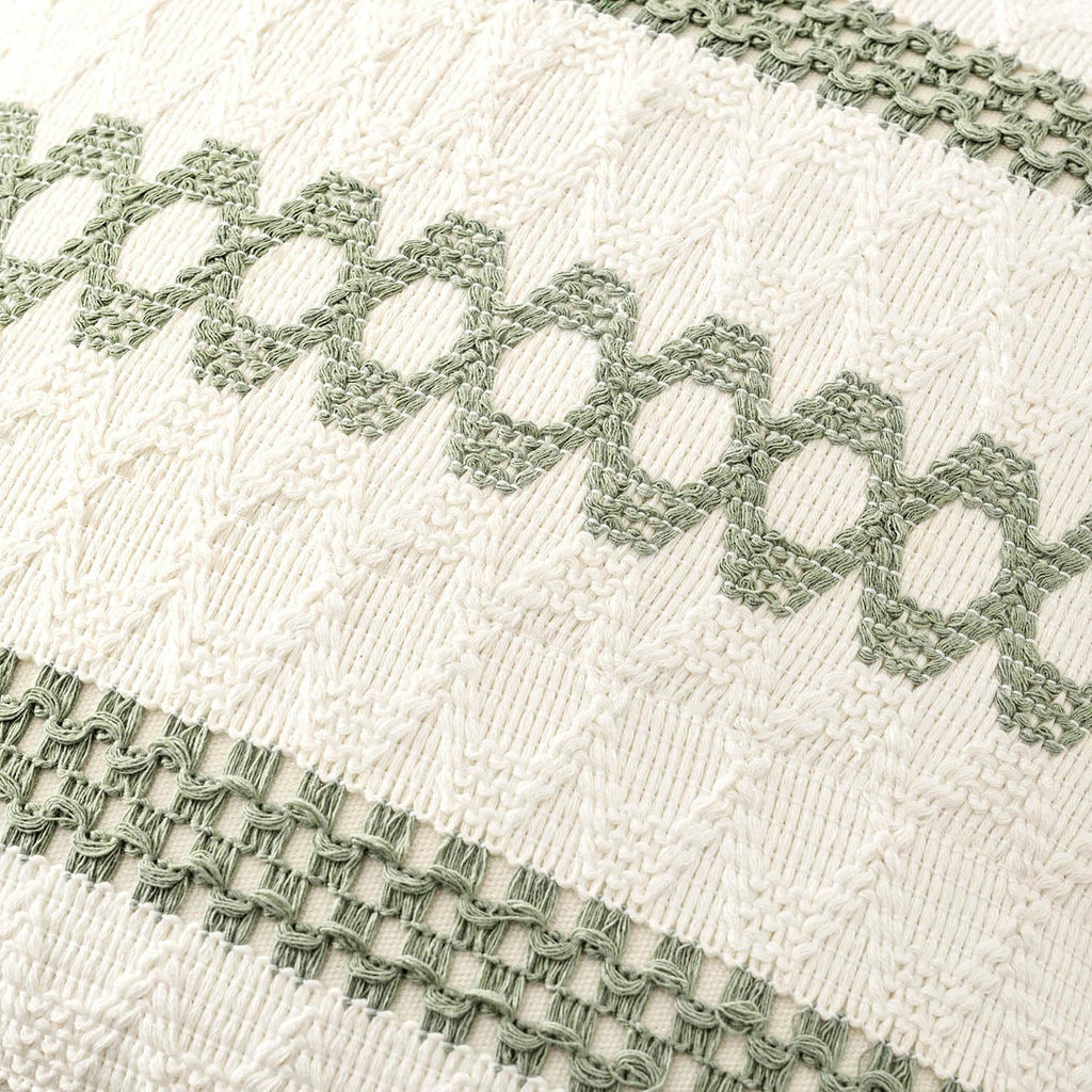 MIULEE Set of 2 Sage Green Boho Decorative Lumbar Pillow Covers 12x20 Inch