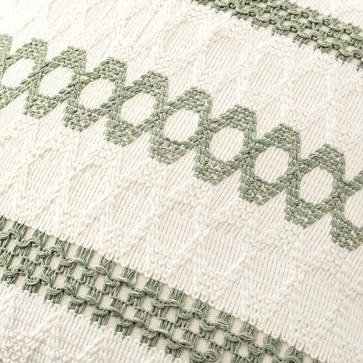 MIULEE Set of 2 Sage Green Boho Decorative Lumbar Pillow Covers 12x20 Inch