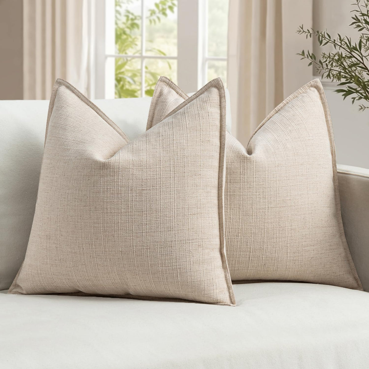 MIULEE Thick Textured Rust Decorative Fall Throw Pillow Covers 20x20 Inch