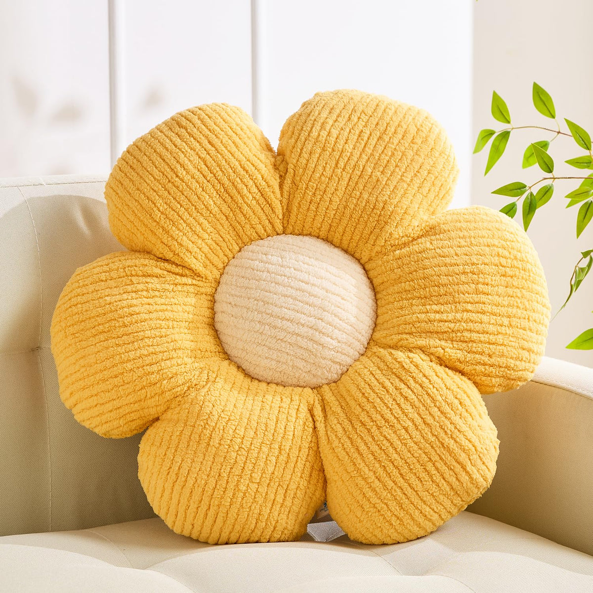 XIAIJIA Flower Pillow, Pink Daisy Throw Pillows, Flower Cushion 15.7 Inch