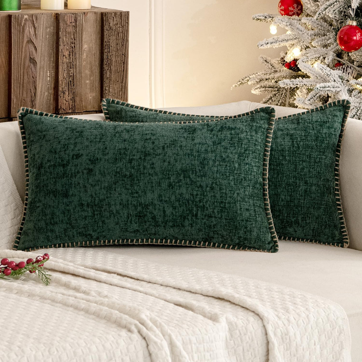 MIULEE Decorative Couch Throw Pillow Covers 18x18 Inch Navy 2 Pack