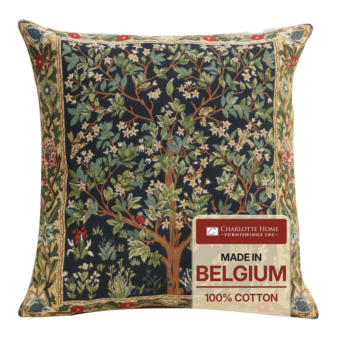 William Morris Tree of Life Light Tapestry Throw Pillow Cover 18 x 18 in