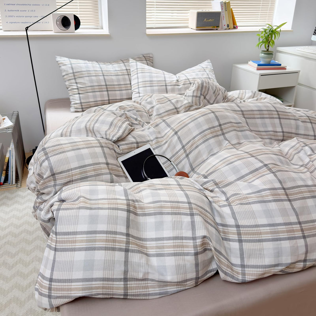 EAVD Retro Striped Duvet Cover Queen Soft 100% Washed Cotton Green Purple