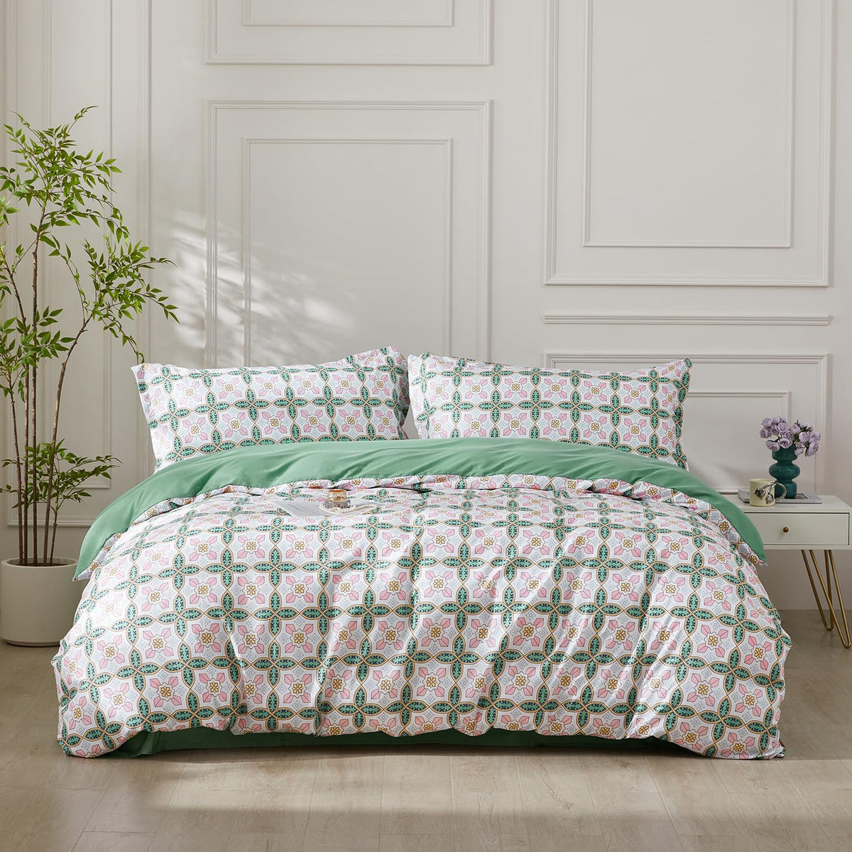 Duvet Cover Set King Size 100% Organic Cotton Pirate Black, SAPHREAS 3 Pcs Soft Bedding Comforter Cover with Zipper Closure & Corner Ties, Comforter Not Included