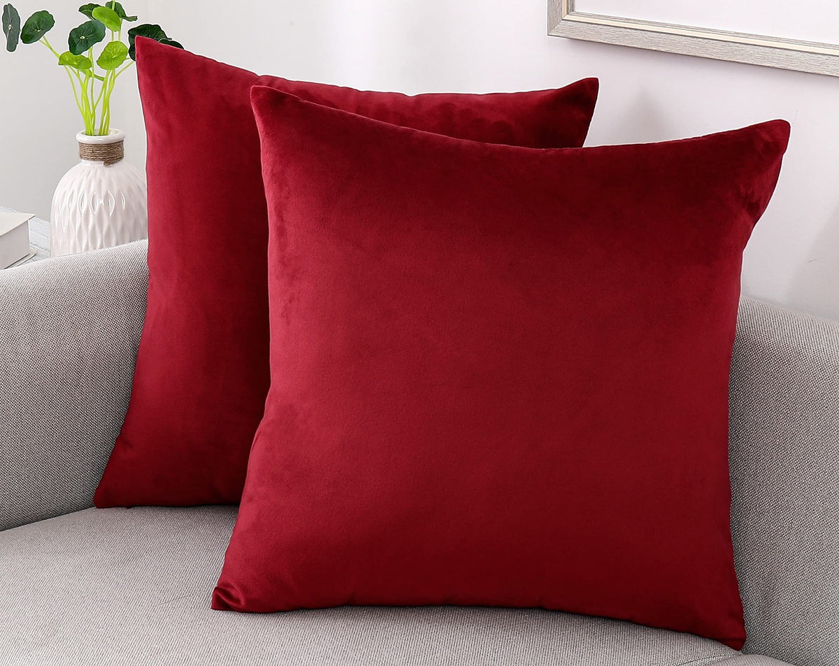 NiNi ALL Black Velvet Throw Pillow Covers 18x18 Pack of 2 Decorative Couch