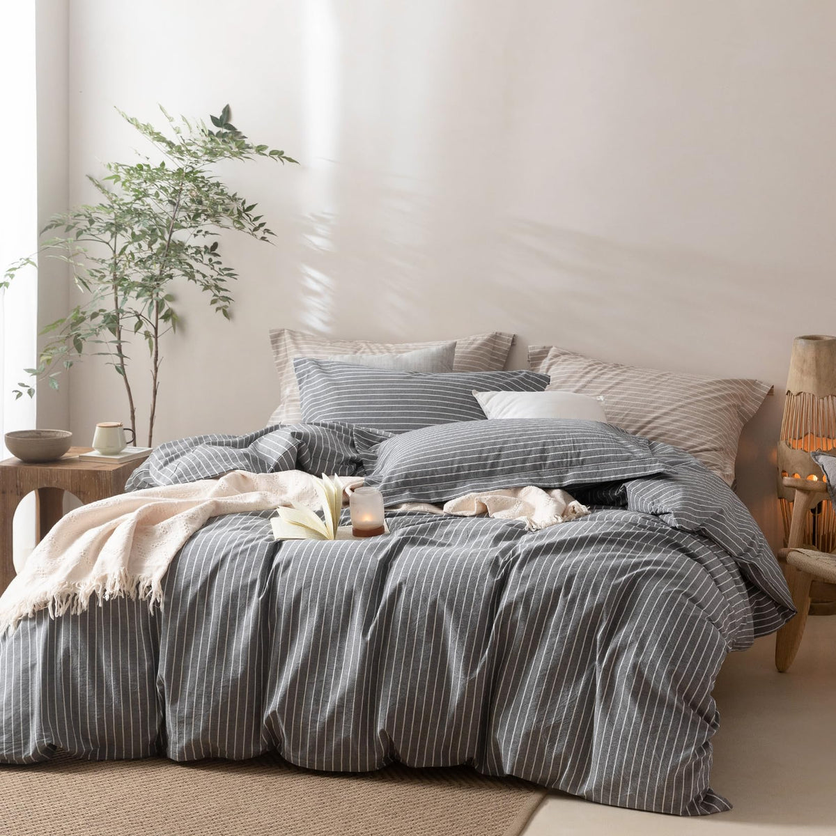 BDEAR 3Pcs Olive Green Duvet Cover Set Queen Size 90" L x 90" W,Oeko TEX
