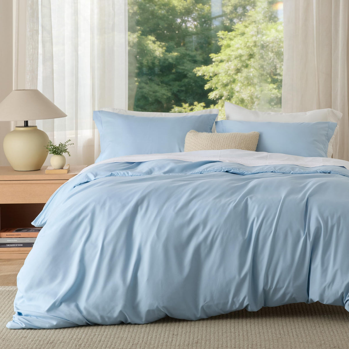 Bedsure Duvet Cover Queen Size, Double Brushed Bedding Set, Olive Green