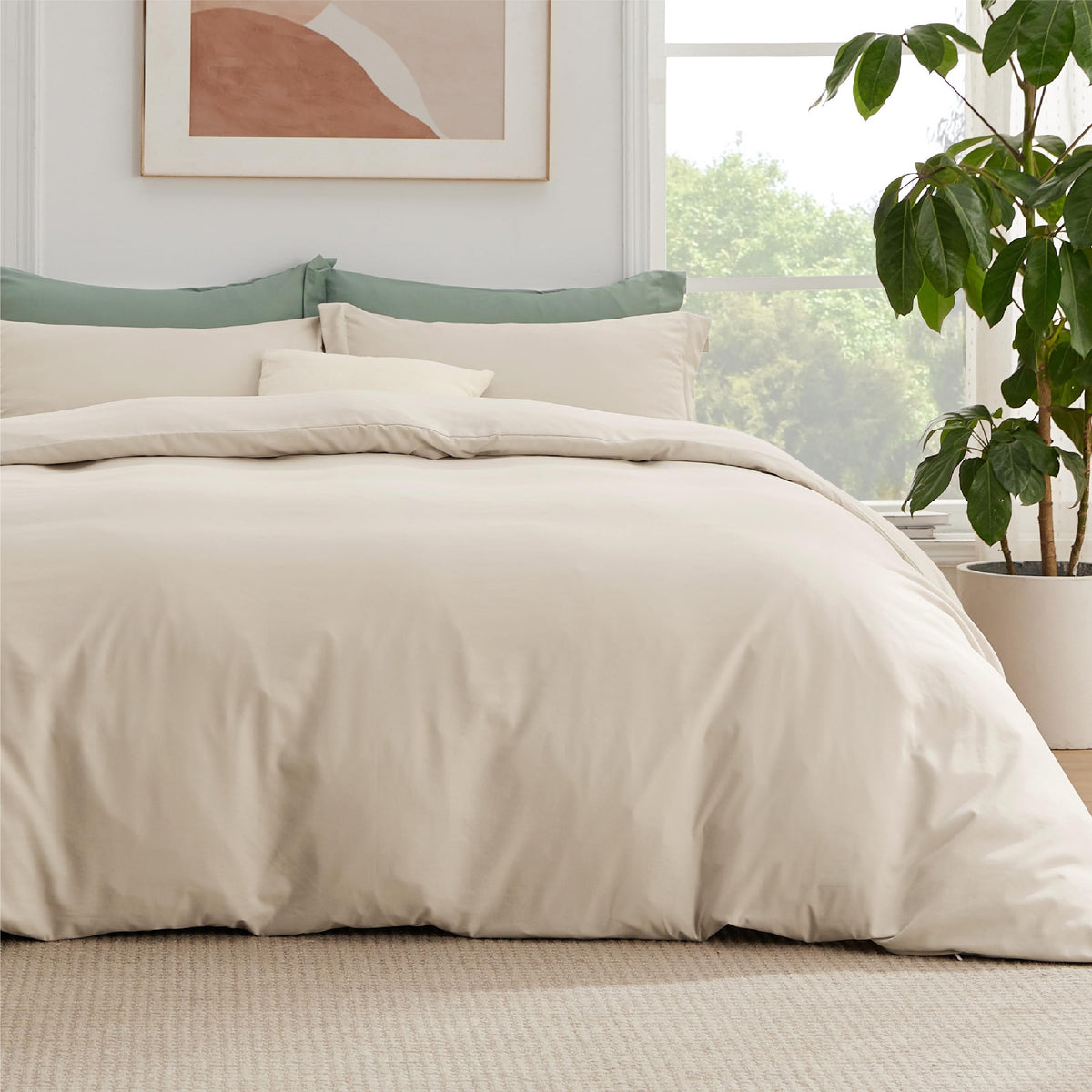 Bedsure Duvet Cover Queen Size, 3Pcs Soft Double Brushed Bedding Set, Linen