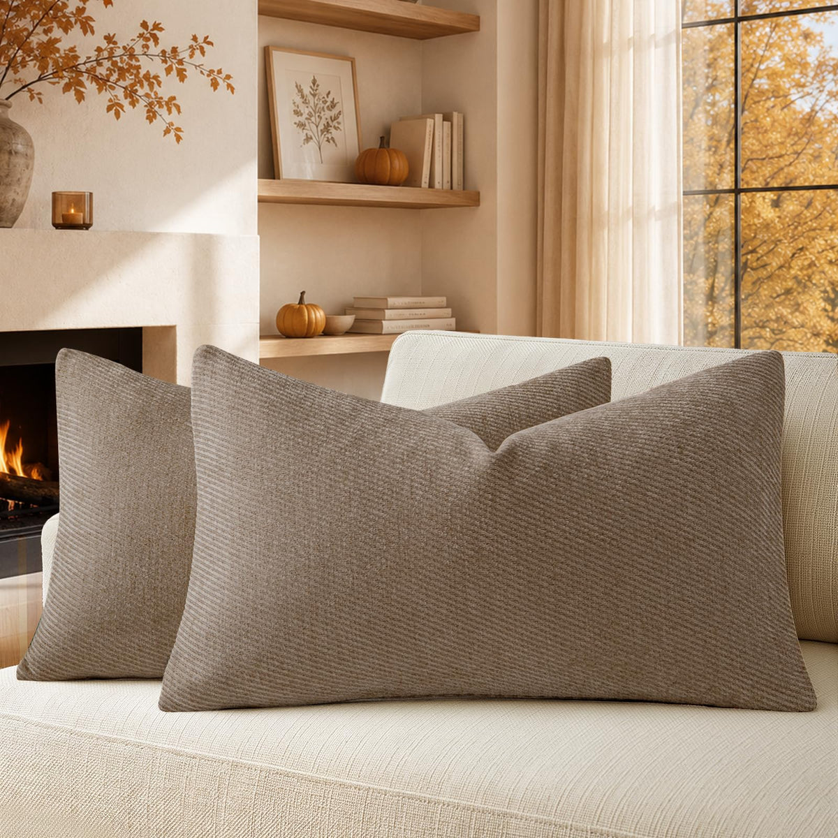 a moment Fall Decorative Throw Pillow Covers Pack of 2,12x20 Inch Rust