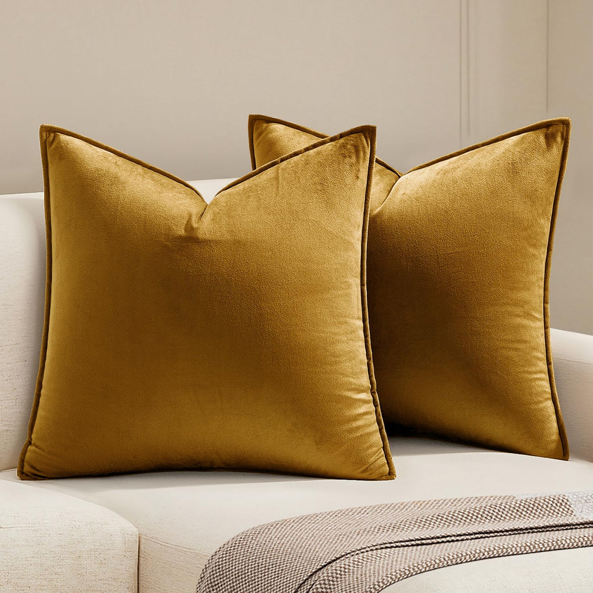 MIULEE Decorative Dark Brown Velvet Throw Pillow Covers for Couch 18x18 in