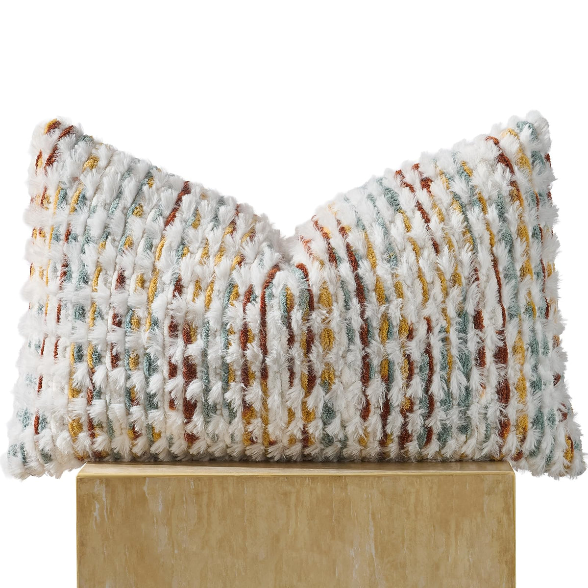 AmHoo Set of 2 Boho Chenille Pillow Cover,18 x 18-Inch Brown