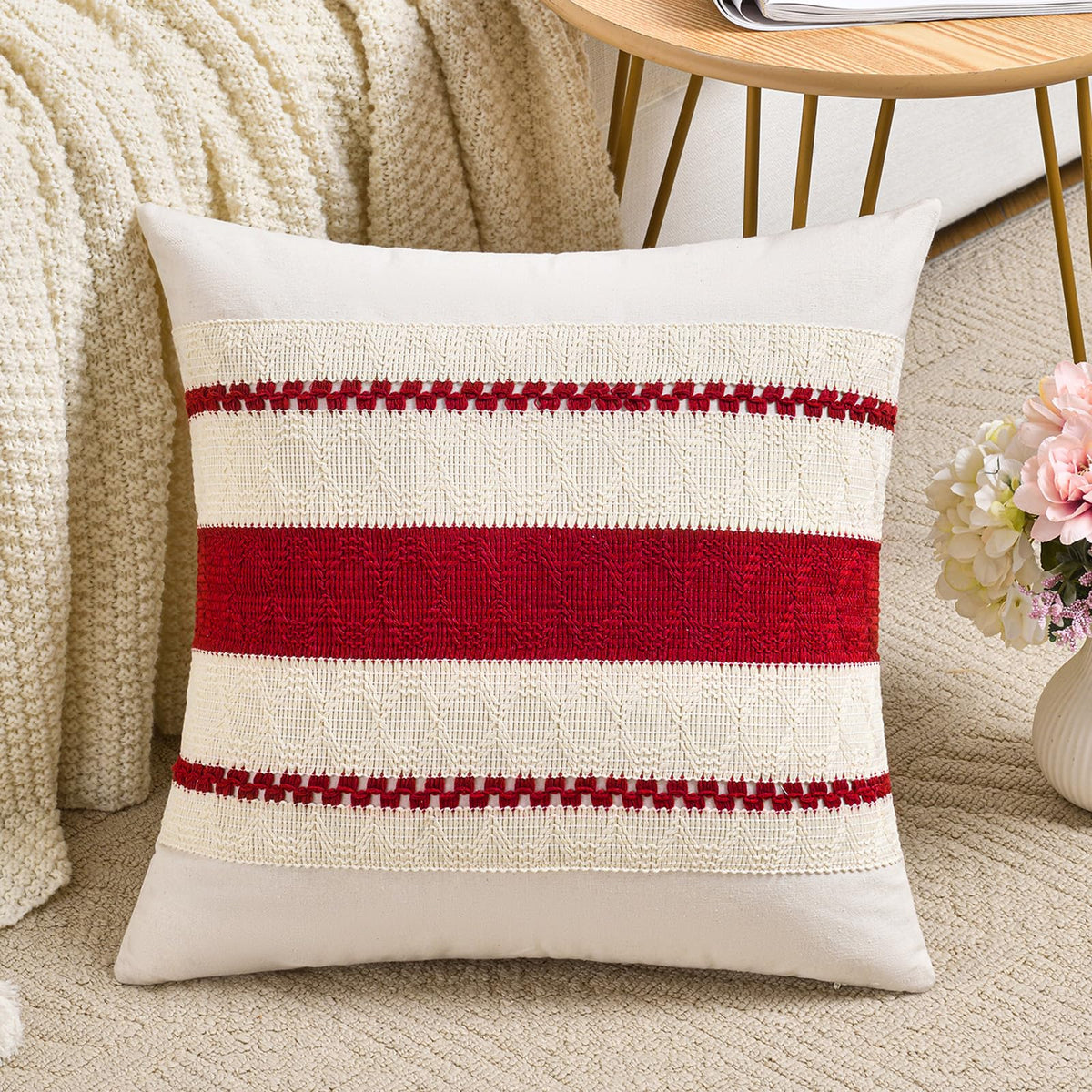 Fancy Homi Set of 1 Navy Blue Lumbar Decorative Throw Pillow Covers 12x20 Inch for Couch Bed Sofa Living Room, Soft Cotton blend Woven Textured Cushion Case