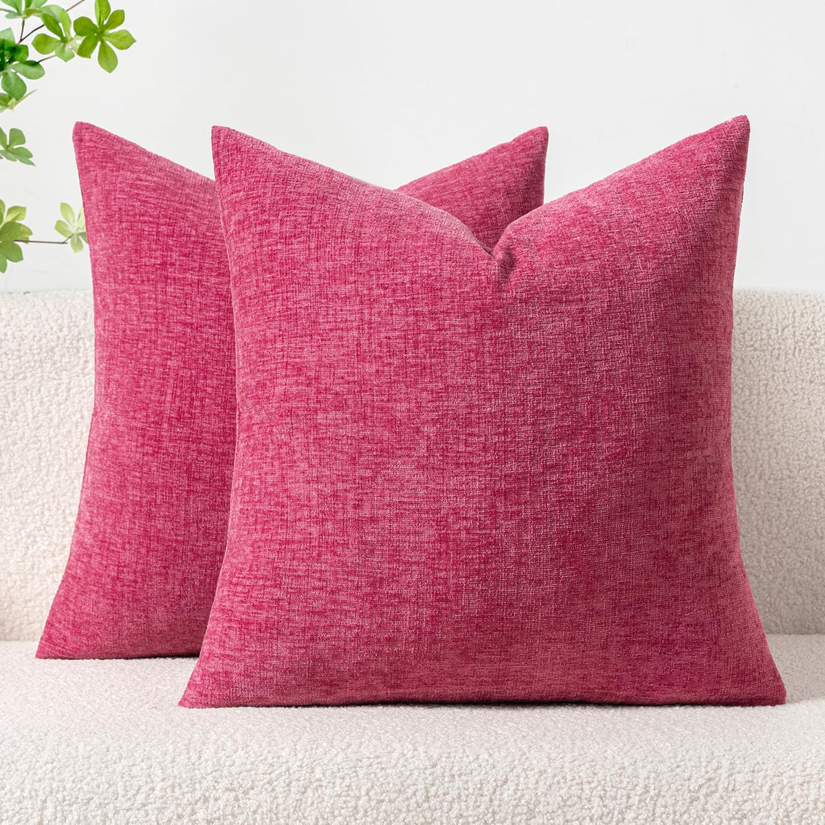 MIULEE Soft Chenille Throw Pillow Covers Teal 18x18 Inch Pack of 2