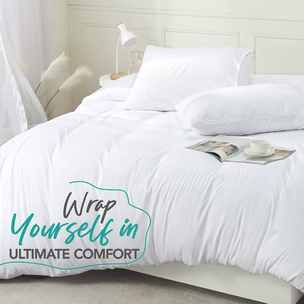 Utopia Bedding Duvet Cover Set with Pillowcases - 3 Pieces Bedding Duvet Cover with Zipper Closure - 1 Duvet Cover with 2 Pillowcases - Soft Brushed Microfiber (Queen, White)