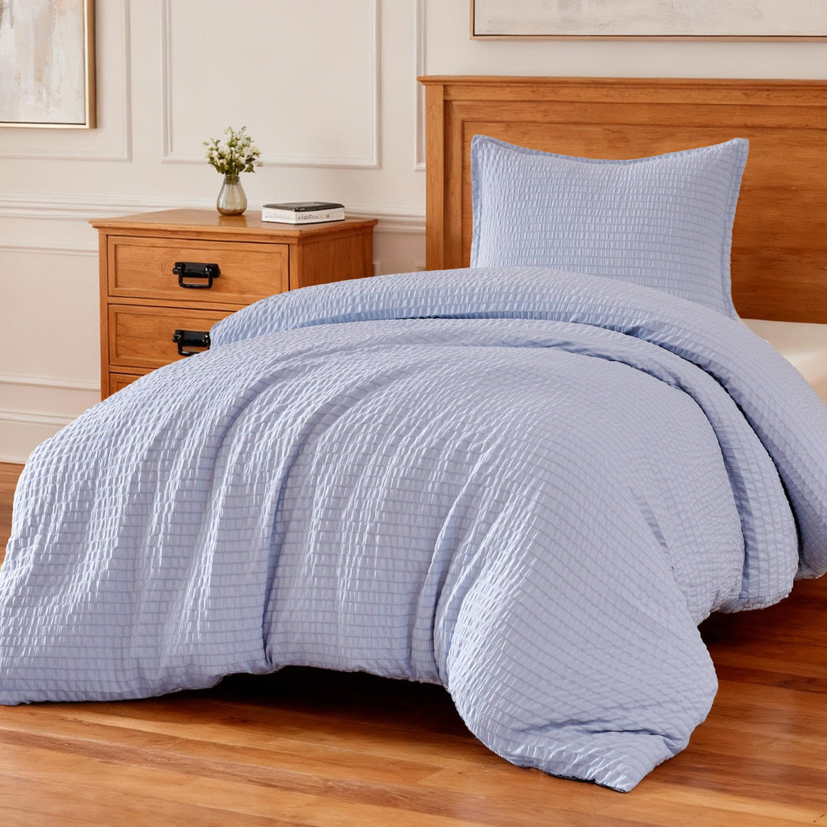 Amazon Basics Duvet Cover Set with Jacquard Geometric Pattern, 3-Piece with 1 Duvet Cover and 2 Pillow Shams, Comforter Not Included, Queen, Dark Gray