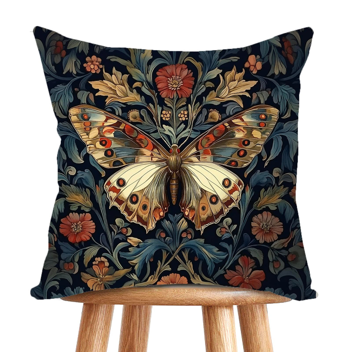 YOU FOUND ME William Morris Abstract Vintage Floral Velvet Design Throw Pillow Covers Home Decor, Retro Art Decor Pillowcase Cushion Cover for Bed Sofa Living Room, Square 18x18inch (Beige-Floral)
