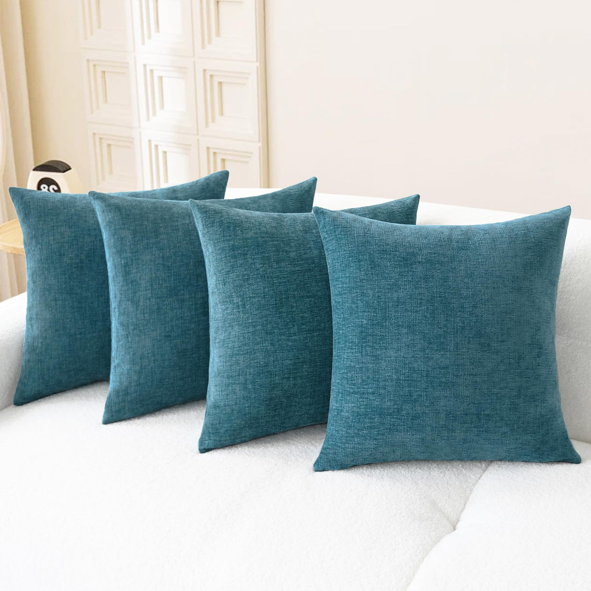 CaliTime Decorative Couch Throw Pillow Covers 18 X 18 Inches Navy Blue